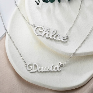 Double Layer Names Necklace In Stainless Steel